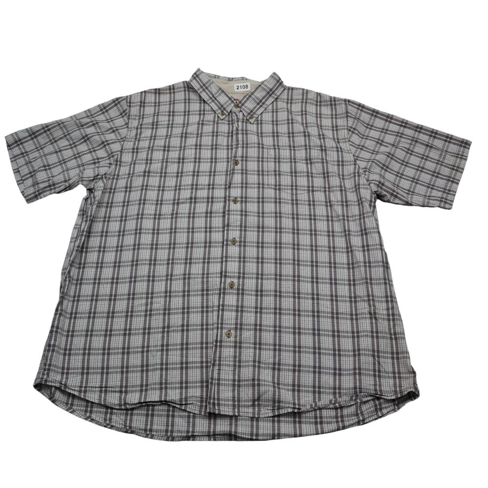 Wrangler Shirt Mens 2XL Gray Check Cowboy Western Casual Plaid Dress Button Up